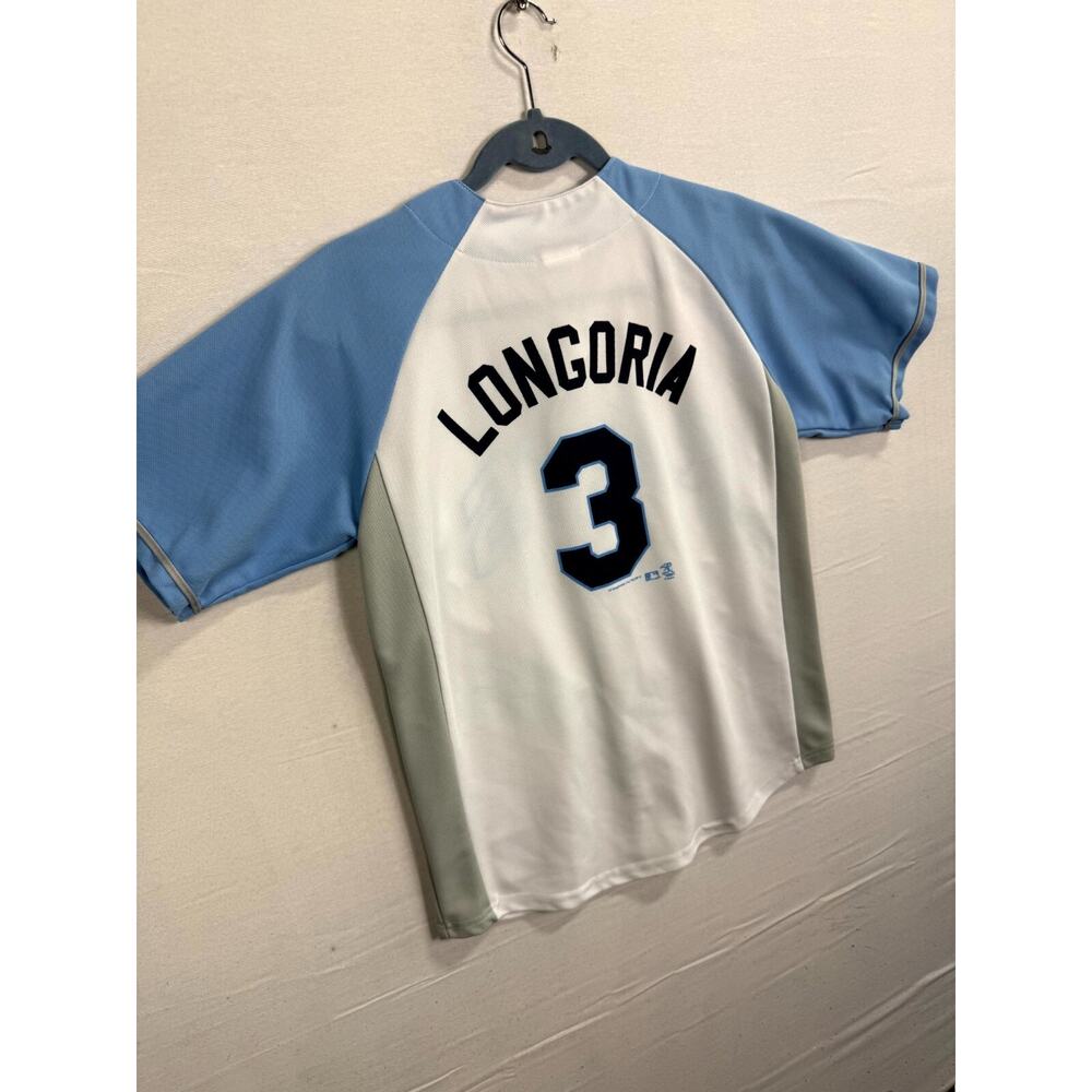 Genuine Merchandise Tampa Bay Rays Evan Longoria #3 Jersey Boys 14/16 White Blue - Picture 11 of 11